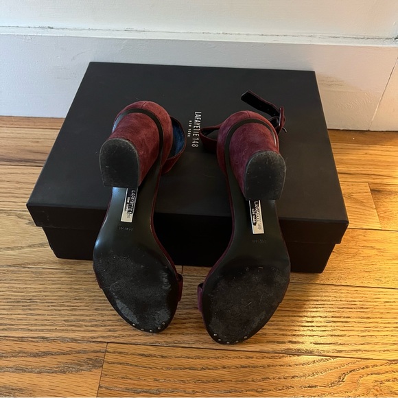 Lafayette 148 cabernet suede block heel sandals, size 6.5 - Picture 4 of 5